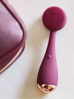 PMD Silicone Facial Cleansing Brush in Berry with Rose Gold Accent
